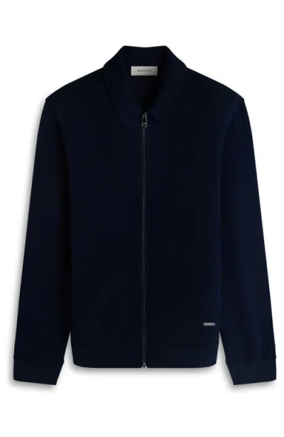 Bugatchi Soft Touch Blouson Knit Jacket In Blue