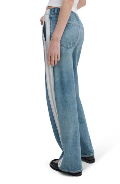 Rag & Bone Miramar Side Stripe Wide Leg Cotton Terry Sweatpant Jeans In Green