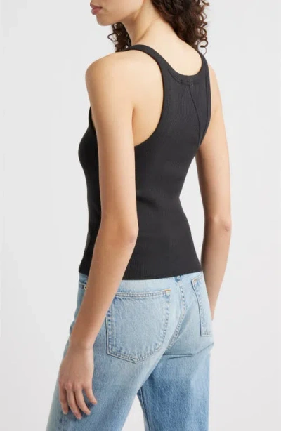 Rag & Bone The Essential Rib Wide String Tank Top In Black