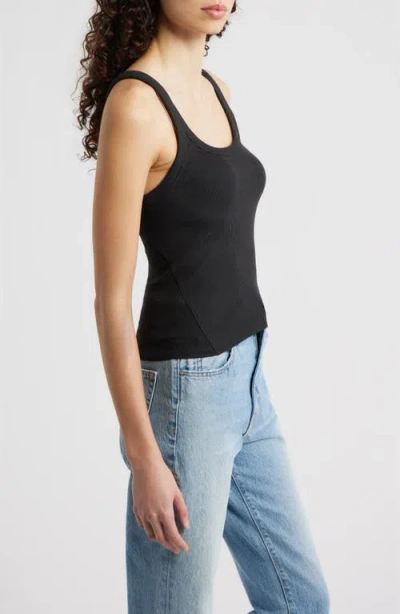 Rag & Bone The Essential Rib Wide String Tank Top In Black
