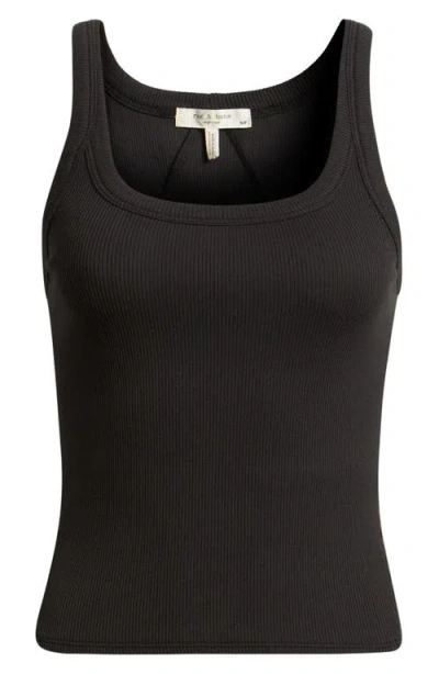 Rag & Bone The Essential Rib Wide String Tank Top In Black