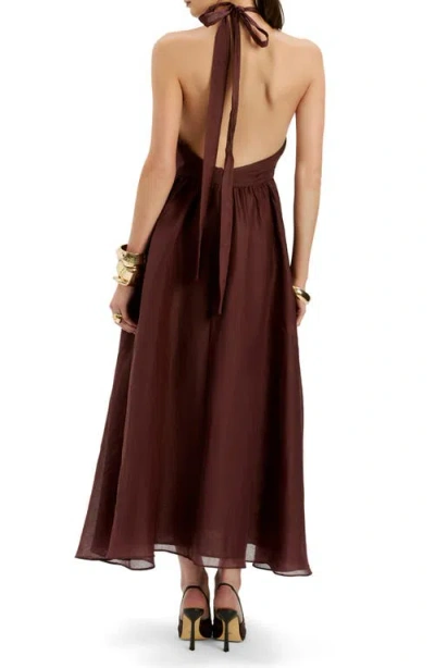 Bardot Cavarly Ramie Halter Dress In Brown