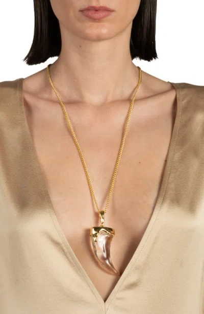 Alexis Bittar Liquid Lucite Horn Pendant Necklace In Gold