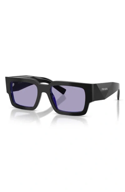 Prada 54mm Rectangular Sunglasses In Black
