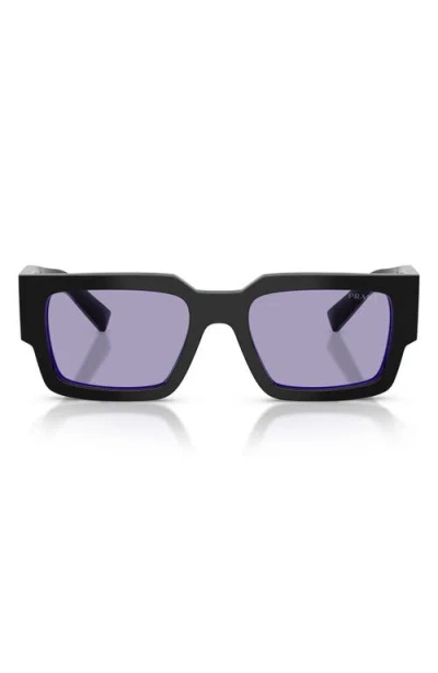 Prada 55mm Rectangular Sunglasses In Black