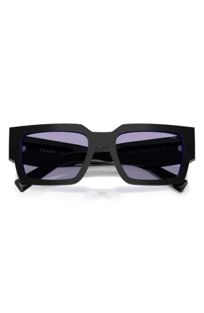 Prada 55mm Rectangular Sunglasses In Black