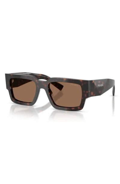 Prada 55mm Rectangular Sunglasses In Brown