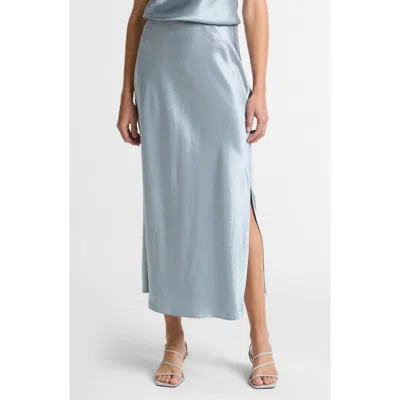 Vince Side Slit Matte Satin Slip Skirt In Blue