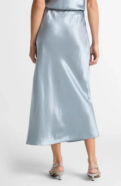 Vince Side Slit Matte Satin Slip Skirt In Blue