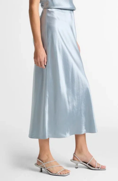 Vince Side Slit Matte Satin Slip Skirt In Blue