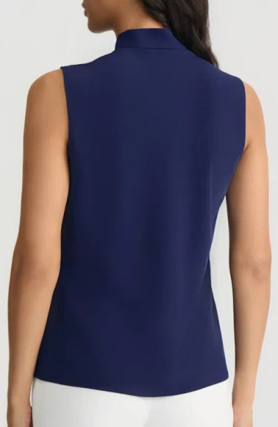 Kasper Sleeveless Tie Front Top In Blue