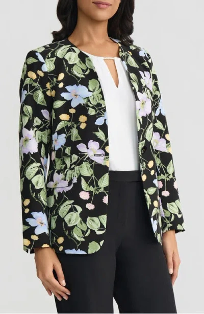Kasper Floral Print One-button Jacket In Multi