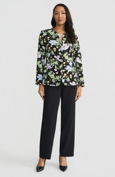 Kasper Floral Print One-button Jacket In Multi