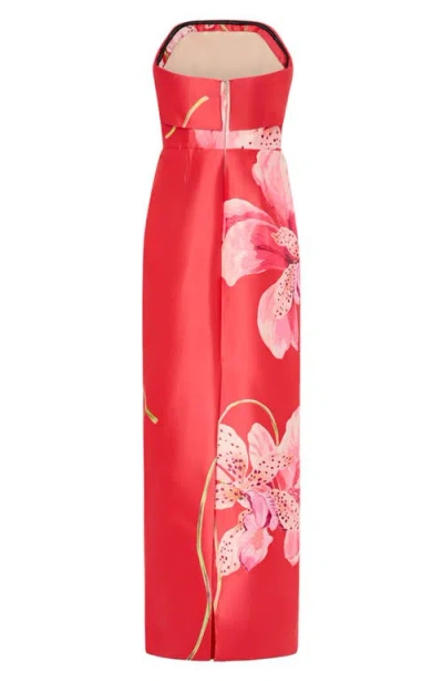 Milly Ciara Placed Floral Strapless Faille Column Gown In Multi