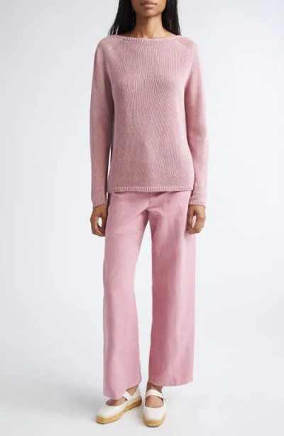 Max Mara Linen Yarn Basic Sweater In Pink