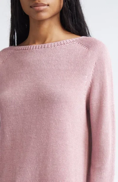 Max Mara Linen Yarn Basic Sweater In Pink