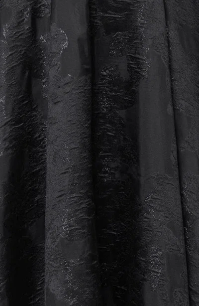 Betsy & Adam Floral Brocade Strapless Gown In Black