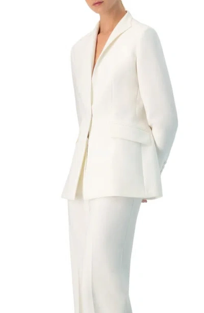 Ivonne No Lapel Single-button Blazer In White