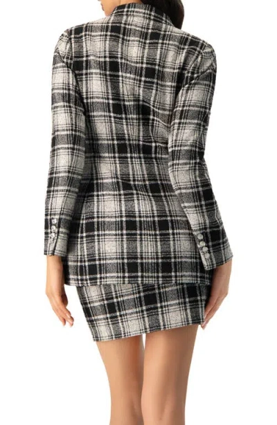 Ivonne Checkered Three Button Blazer In Black