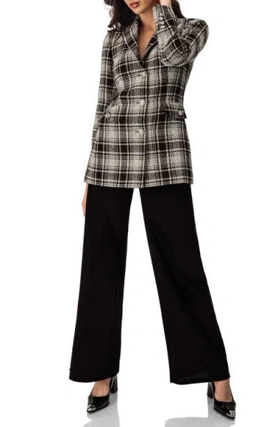 Ivonne Checkered Three Button Blazer In Black