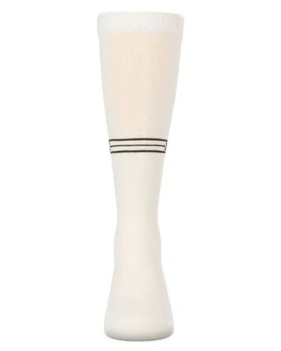Memoi Stretch Multi Stripe M Graphic Knee Sock In White