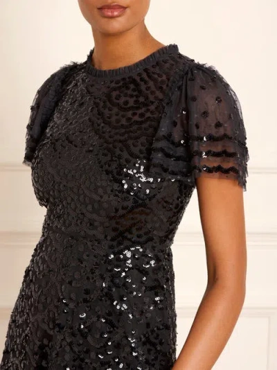 Needle & Thread Womens Deco Dot Sequin Woven Gown Graphite In Black