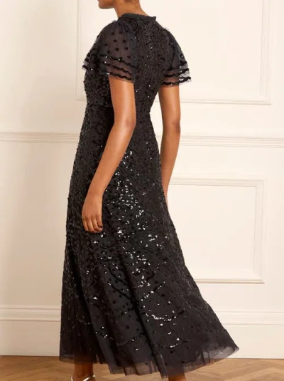 Needle & Thread Womens Deco Dot Sequin Woven Gown Graphite In Black