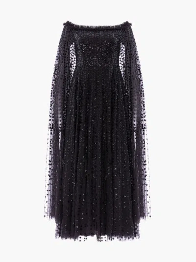 Needle & Thread Raindrop Cape Ankle Gown In Black