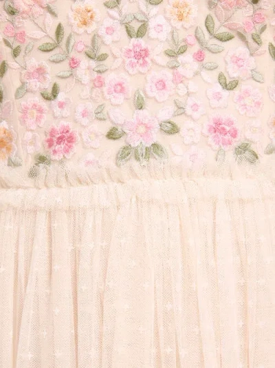 Needle & Thread Rosie Lace Bodice Short Sleeve V-neck Ballerina Dress In Champagne