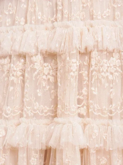 Needle & Thread Blossom Long Sleeve Lace Ankle Gown In Brown