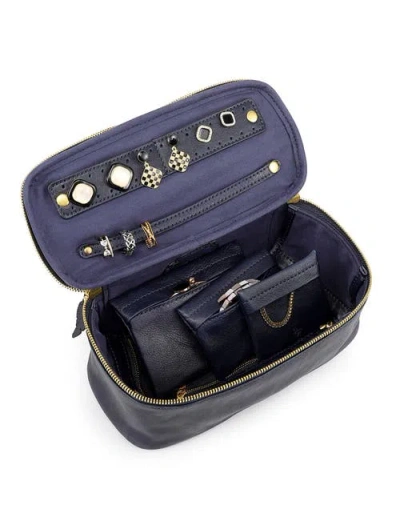 Old Trend Celosia Genuine Leather Rectangular Jewelry Case In Blue