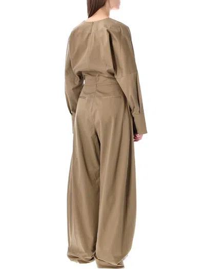 The Latest Long V-neck Jumpsuit In Brown