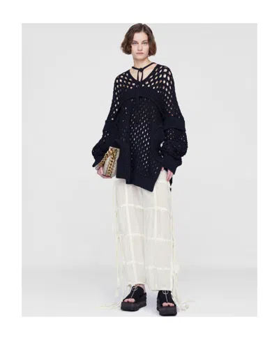 Stella Mccartney Black Oversized Texture Mesh Pullover In Black