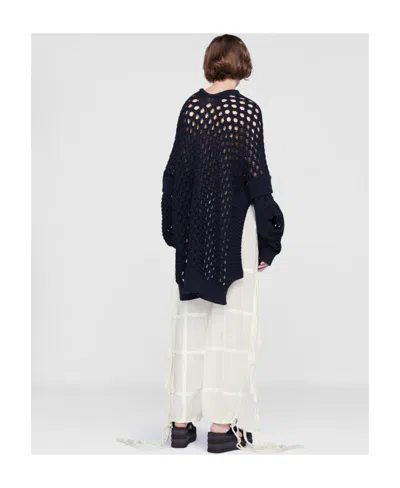 Stella Mccartney Black Oversized Texture Mesh Pullover In Black