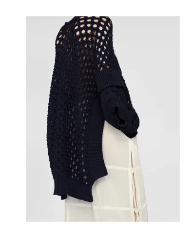 Stella Mccartney Black Oversized Texture Mesh Pullover In Black