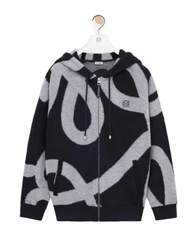 Loewe Patterned Zip-fastening Sweatshirt In Black