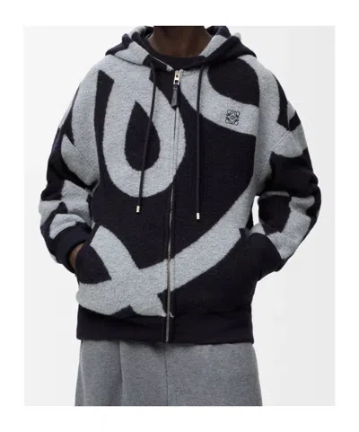 Loewe Patterned Zip-fastening Sweatshirt In Black