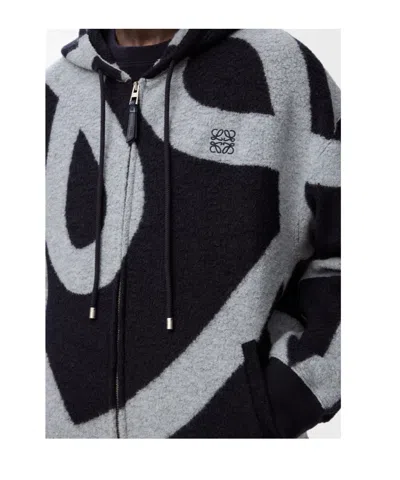 Loewe Patterned Zip-fastening Sweatshirt In Black