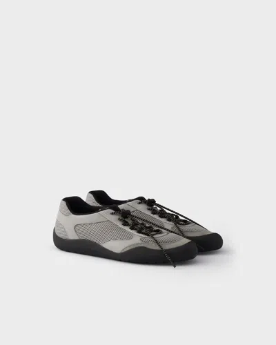 Prada Mesh Panel Sneakers Rubber Sole Design In Gray