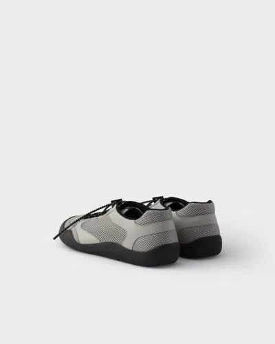 Prada Mesh Panel Sneakers Rubber Sole Design In Gray