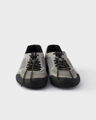 Prada Mesh Panel Sneakers Rubber Sole Design In Gray