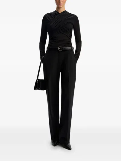 12 Storeez Draped Ruched Top In Black