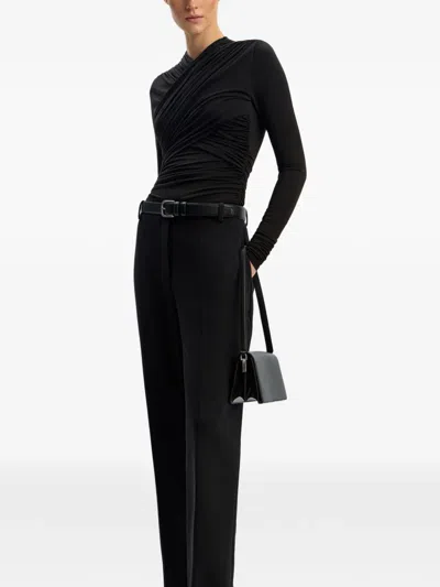 12 Storeez Draped Ruched Top In Black