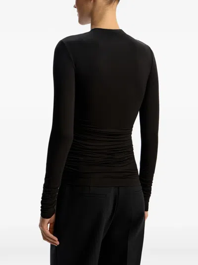 12 Storeez Draped Ruched Top In Black