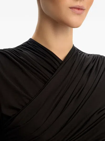 12 Storeez Draped Ruched Top In Black