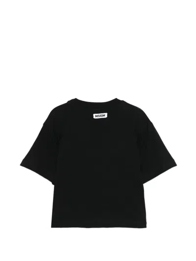 Msgm Beaded-logo T-shirt In Black