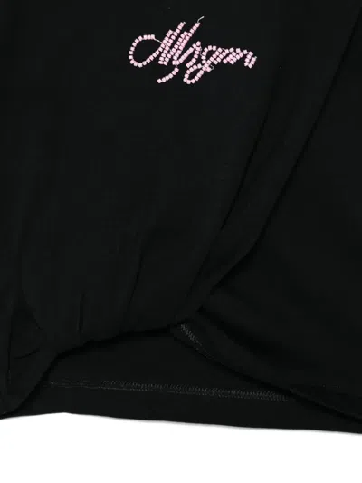 Msgm Beaded-logo T-shirt In Black