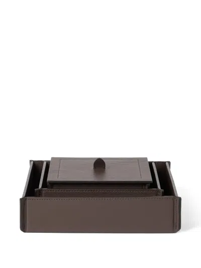 Brunello Cucinelli Leather Organizer Boxes (pack Of Three) In Multi