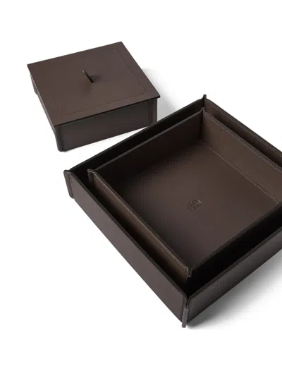 Brunello Cucinelli Leather Organizer Boxes (pack Of Three) In Multi