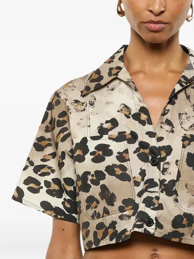 Laneus Leopard-print Patch-pocket Shirt In Multi